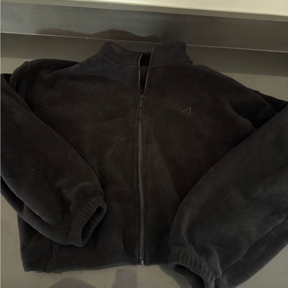Alphalete black zip-up fleece jacket